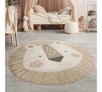 TT Home Tappeto Stanza Bambini Soft 3D Sole Moderno Peloso, Dimensione:120 cm tondo