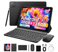 TT.KIDS Tablet Android 16 da 11 pollici 2 in 1 con custodia per tastiera e mouse, 30 GB di RAM 128 GB 1 TB espandibile, batteria 7800 mAh, schermo HD Widevine L1, doppia fotocamera Face Unlock, WiFi 6