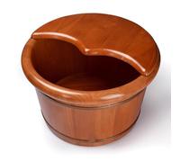 TT-YEC Barile Per Pediluvio in Rovere, Barile Per Pediluvio in Legno Con Coperchio, Barile Per Pediluvio Portatile Retrò Indipendente, Barile Per Pediluvio Liscio E Squisito,H26cm