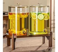 TT-YEC Distributore d'Acqua con Rubinetto A Tenuta Stagna, Dispenser per Bevande A Bocca Larga, Dispenser per Bevande Fredde in Vetro Ad Alta Trasparenza, 3,5/5/7L,5l×2 a