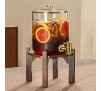 TT-YEC Distributore d'Acqua con Rubinetto A Tenuta Stagna, Dispenser per Bevande A Bocca Larga, Dispenser per Bevande Fredde in Vetro Ad Alta Trasparenza, 3,5/5/7L,3.5l a