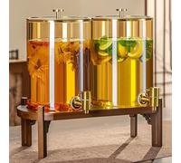 TT-YEC Distributore d'Acqua con Rubinetto A Tenuta Stagna, Dispenser per Bevande A Bocca Larga, Dispenser per Bevande Fredde in Vetro Ad Alta Trasparenza, 3,5/5/7L,5l×2 b