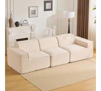 TT-YEC Divano A Compressione retrò in Velluto A Coste, Divano Componibile Grande da 79 Pollici, Set di Divani A 3 Posti con Seduta Profonda, Schiuma Ad Alta Densità.,off White