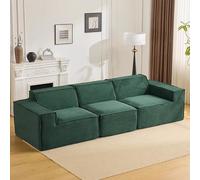 TT-YEC Divano A Compressione retrò in Velluto A Coste, Divano Componibile Grande da 79 Pollici, Set di Divani A 3 Posti con Seduta Profonda, Schiuma Ad Alta Densità.,Verde