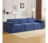 TT-YEC Divano A Compressione retrò in Velluto A Coste, Divano Componibile Grande da 79 Pollici, Set di Divani A 3 Posti con Seduta Profonda, Schiuma Ad Alta Densità.,Blu