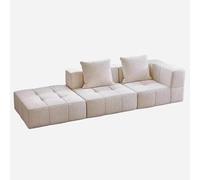 TT-YEC Grande Divano Angolare Senza Struttura, Moderno Divano Letto Modulare A L, Divano Letto in Velluto Compresso con Poggiapiedi Mobile E Cuscini, Bianco Sporco.,C