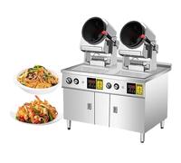 TT-YEC Macchina per Saltare in Padella Automatica A Doppia Testa di Grande capacità, Macchina per Saltare in Padella Alimentata A Gas, con Rotazione Temporizzata di 360°, capacità 1-17L,26cm Wok