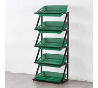 TT-YEC Mini Espositore per Snack da Supermercato, Espositore per Frutta E Verdura da Supermercato A Cinque Strati con Cestino in Plastica, Strato Singolo/Doppio,Bl65×w35×150cm