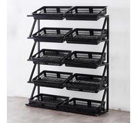 TT-YEC Mini Espositore per Snack da Supermercato, Espositore per Frutta E Verdura da Supermercato A Cinque Strati con Cestino in Plastica, Strato Singolo/Doppio,Al120×w35×150cm