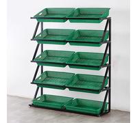 TT-YEC Mini Espositore per Snack da Supermercato, Espositore per Frutta E Verdura da Supermercato A Cinque Strati con Cestino in Plastica, Strato Singolo/Doppio,Bl120×w35×150cm