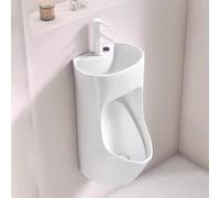TT-YEC Moderno Orinatoio da Uomo in Ceramica A Parete, Orinatoio per Adulti con Scarico 2 in 1 con Lavabo Integrato E Rubinetto Estraibile, Orinatoio Anti-Traboccamento per Uomo.