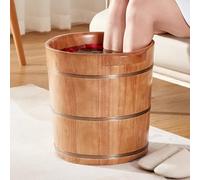 TT-YEC Pediluvio Tradizionale Portatile, Vasca da Bagno per Pediluvio in Legno, Kit Spa per Il Relax dei Piedi con Secchio per Massaggio, Ciotola per Pedicure con Coperchio,A