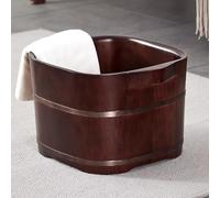 TT-YEC Secchio Portatile Per Pediluvio, Secchio Per Pediluvio in Legno Spesso, Alto 31 Cm Con Coperchio, Secchio in Legno Per Pedicure, Secchio Per Il Rilassamento Dei Piedi,Ah31cm