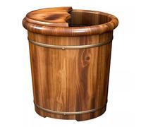 TT-YEC Set Di Vasche Per Pediluvio in Cedro Massello, Vasche Per Pediluvio in Legno Con Massaggiatore E Coperchio, Vasche Per Pediluvio Vintage Con Trattamento Carbonizzato,H26cm
