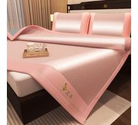 TT-YEC Tappetino Estivo Climatizzato, Set Di Tappetini in Seta Di Ghiaccio Da 3 Pezzi, Tappetino Pieghevole in Seta Di Ghiaccio, Materasso Rinfrescante Lavabile, Materasso Singolo Doppio,Pink 90*200cm