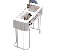 TT-YEC Tavolo Manicure Moderno Con Cassetto, Tavolo Manicure Con Piano in Vetro, Postazione Manicure Multifunzionale Per Salone Di Bellezza, Tavolo Manicure Compatto,Bl80cm