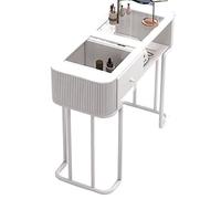 TT-YEC Tavolo Manicure Moderno Con Cassetto, Tavolo Manicure Con Piano in Vetro, Postazione Manicure Multifunzionale Per Salone Di Bellezza, Tavolo Manicure Compatto,Bl120cm