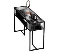 TT-YEC Tavolo Manicure Professionale Con Piano in Vetro, Tavolo Manicure Con Struttura in Metallo Per Tecnico, Stazione Per Salone Di Bellezza Contemporanea, Nero,L160cm