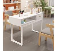 TT-YEC Tavolo Manicure Professionale Di Grandi Dimensioni Con Doppio Ripiano E Cassetti, Tavolo Manicure Con Struttura in Metallo, Tavolo Manicure Tecnologico, Colore Legno/Bianco,Al80cm