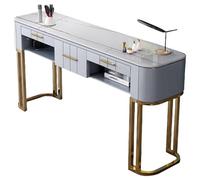 TT-YEC Tavolo Per Manicure Per Manicure Con Top E Cassetti in Ardesia, Workstation Per Unghie, Tavolo Da Salone Per Unghie, Tavolo Da Salone Per Le Unghie, Grigio,L160cm