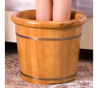 TT-YEC Vasca Da Bagno in Legno in Legno, Vasca Da Bagno in Quercia Cinese Con Coperchio E Perle Di Massaggi, Ciotola Di Pedicure Del Piede, Massaggio Spa Per Immergere I Piedi,H35cm