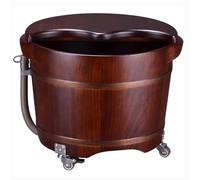 TT-YEC Vasca Da Bagno Retro, Vasca Da Bagno Marrone in Legno Di Fiori Di Pera, Set Di Vasca Da Bagno in Legno Massello, Con Coperchio E Massaggiatore, Vasca Da Bagno Girevole 360 °.,H30cm