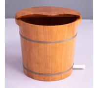 TT-YEC Vasca Per Pediluvio in Legno Massello Da 14-20 Pollici Di Altezza Con Coperchio E Valvola Di Scarico, Vasca Per Pediluvio in Rovere Massello, Vasca Per Pediluvio,H35cm