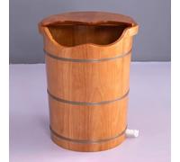 TT-YEC Vasca Per Pediluvio in Legno Massello Da 14-20 Pollici Di Altezza Con Coperchio E Valvola Di Scarico, Vasca Per Pediluvio in Rovere Massello, Vasca Per Pediluvio,H45cm