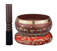 TT-YEL Set Di Campane Tibetane Per Meditazione Fatte A Mano, Campane Tibetane in Rame, Campane Tibetane Per Yoga Con Percussioni E Campane Tibetane, Adatte Per La Decorazione,Rosso