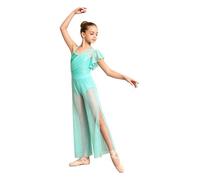 TTAO Bambini Body Ginnastica Ritmica Danza Classica Pattinaggio Artistico | Maglia Trasparente Elegante,Abito Ballo Lo Stage Del Recital,Pantaloni Lunghi,Costume Da,Spettacolo Teatrale,Performance