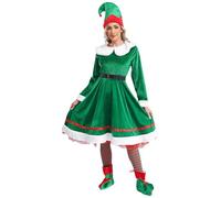 TTAO Costume da self natalizio da donna sexy Mrs Santa Claus costume in velluto vestito midi abiti di Natale costume da donna verde M