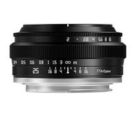 TTArtisan APS-C - Obiettivo con corpo in metallo F2 da 25 mm, compatibile con attacco M43, colore: Nero