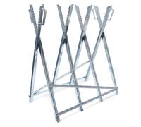 Wiltec Cavalletto taglialegna zincato pieghevole con 4 supporti dentellati e maniglie