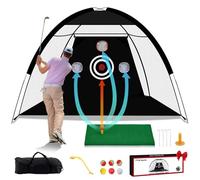 TTCB Sports Rete da Golf 10x7FT con 6 palline, 1 correttore di oscillazione, Perfetta per interni ed esterni, Ideale per l'allenamento di swing e chipping in giardino o campo pratica (3x2,1x1,8m)