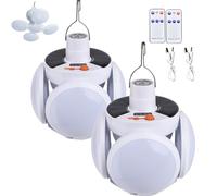TTCHANG 2 in 1 Lampada solare pieghevole con telecomando, lanterna LED pieghevole con gancio, lanterna da campeggio solare pieghevole, ricaricabile tramite USB, 5 modalità adatte a varie occasioni