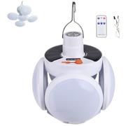 TTCHANG 2 in 1 Lampada solare pieghevole con telecomando, lanterna LED pieghevole con gancio, lanterna da campeggio solare pieghevole, ricaricabile tramite USB, 5 modalità adatte a varie occasioni