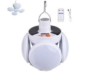 TTCHANG 2 in 1 Lampada solare pieghevole con telecomando, lanterna LED pieghevole con gancio, lanterna da campeggio solare pieghevole, ricaricabile tramite USB, 5 modalità adatte a varie occasioni