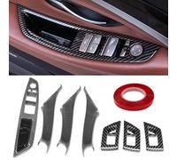TTCR-II 7PCS Compatibile con Maniglia Porta BMW Serie 5 F10/F11 2010-2016, A Scatto/Adesivo Copri Maniglie Interna BMW F10 F11 Pannello Interruttori Conducente/Copri Maniglia Passeggero-Fibra Carbonio