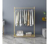 Ttedoye Stand Appendiabiti Dorato, Attaccapanni da Terra Moderno a Binario in Metallo, Tubo d'Acciaio Audace, Espositore per Negozio di Abbigliamento per Abiti Appesi (60x35x150cm, Oro)