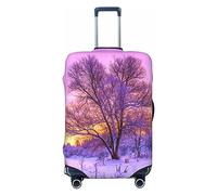 Ttetddd Copertura per bagagli da viaggio con paesaggio invernale con alberi, neve e alba, lavabile, con cerniera e fibbia, 71,1 cm, Inverno Panorama Alberi Coperto Neve e Alba, L