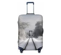 Ttetddd Copertura per bagagli da viaggio Snowy Train Tracks Copre per valigie alla moda per valigie alla moda, adatta per bagagli da 45,7 a 81,3 cm, nero, piccolo, set di bagagli, Nero , x-large