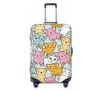 Ttetddd Copertura protettiva per bagagli da viaggio con colibrì fiori primaverili, copertura lavabile per valigie, con cerniera e fibbia, 71,1 cm, Kawaii Cartoon Cute Cats, M