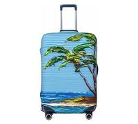 Ttetddd Copertura protettiva per bagagli da viaggio con foglie di orchidea e cacatua copertura lavabile per valigie, con cerniera e fibbia, 71,1 cm, Pittura a olio sulla spiaggia, S