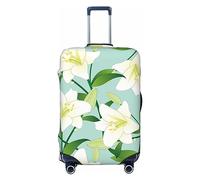 Ttetddd Copertura protettiva per bagagli da viaggio con gatto divertente, lavabile, copertura per valigia, con cerniera e fibbia, 71,1 cm, Giglio Bianco Sul Fondo Della Menta, L