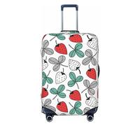 Ttetddd Copertura protettiva per bagagli da viaggio con motivo elefante a righe, lavabile, con cerniera e fibbia, 53,3 cm, Foglie di fragola a forma di cuore, S