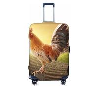 Ttetddd Copertura protettiva per bagagli da viaggio in gomma, lavabile, con cerniera e fibbia, 53,3 cm, Gallo appollaiato su una fattoria, L