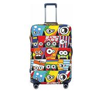 Ttetddd Copertura protettiva per bagagli da viaggio multicolore geometrica retrò astratta copertura lavabile per valigie, con cerniera e fibbia, 71,1 cm, Mostri, x-large