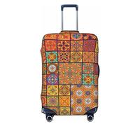 Ttetddd Copertura protettiva per valigie da viaggio con cuori colorati arcobaleno, lavabile, con cerniera e fibbia, 71,1 cm, Piastrelle portoghesi, L