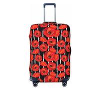 Ttetddd Copertura protettiva per valigie da viaggio con fragole rosse, lavabile, con cerniera e fibbia, 53,3 cm, Papaveri rossi su una striscia, S