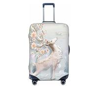 Ttetddd Copertura protettiva per valigie da viaggio con mandala floreale colorato, copertura lavabile per valigie, con cerniera e fibbia, 71,1 cm, Alberi Colorati Uccelli Bianchi Due Cervi, L